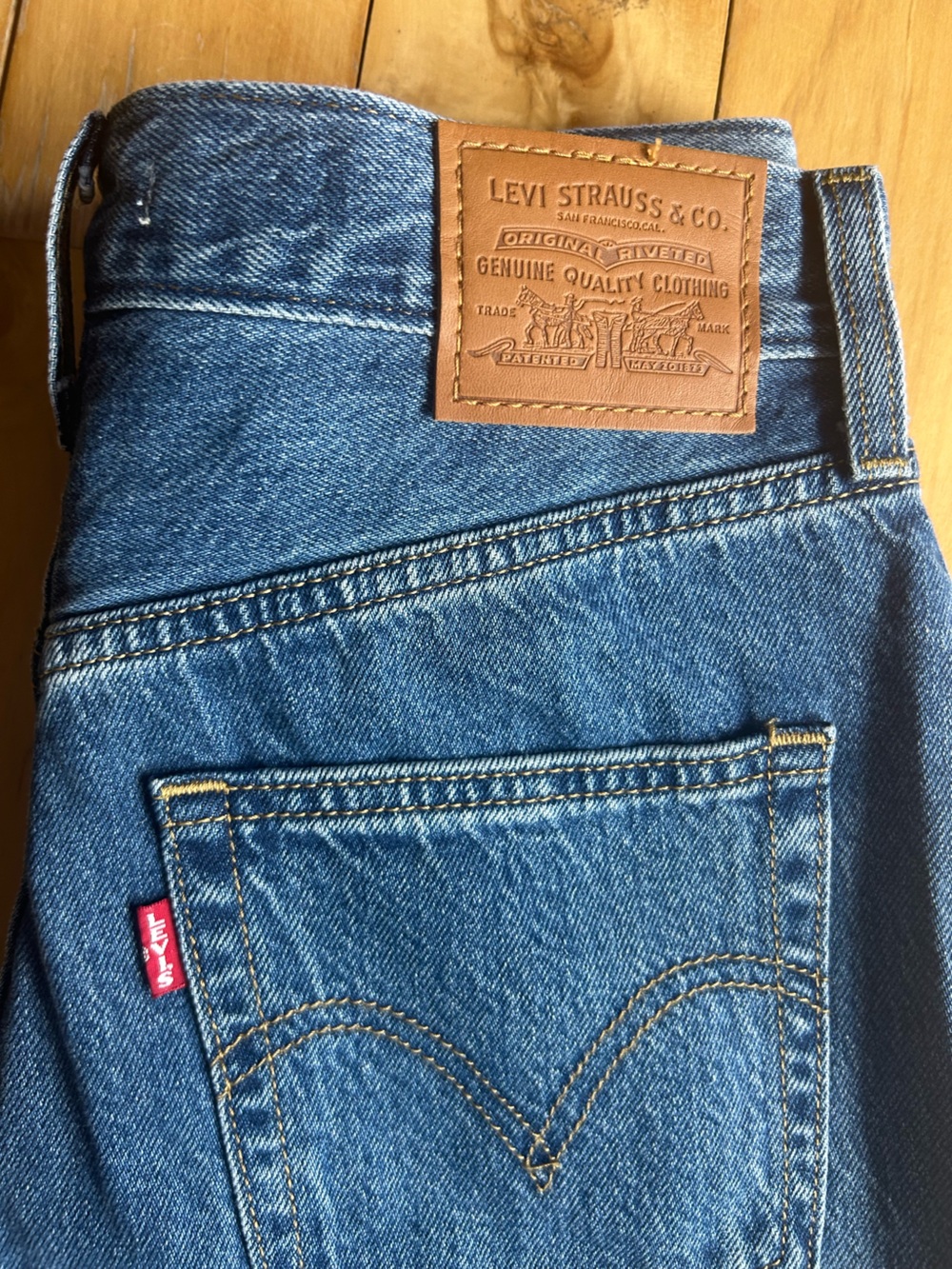 Levi's Blue Women's Straight Leg Jeans with Leather Patch